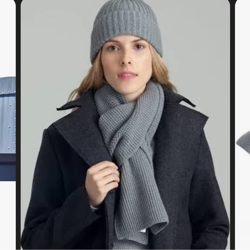 AETHER 100% Merino Wool Gray Long Knit Scarf